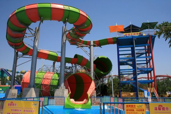 Harga yang bagus Commercial Water Park Slide with 600 m³/h Water Flow 90 Kw Power and 117m Length Fiberglass Construction on line