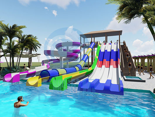 Harga yang bagus Commercial FRP Swimming Pool Water Slide Combo 7m Height For All Ages on line