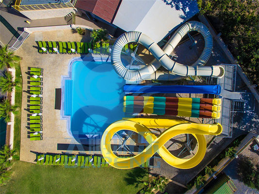 Harga yang bagus Hotel 6m Swimming Pool Water Slide Set Static Proof Fiberglass Customized Color on line