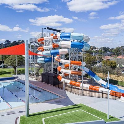 Harga yang bagus Taman Air Ride Big Play And Slides Fiberglass Tube Swimming Accessories Pool Untuk Anak-anak on line