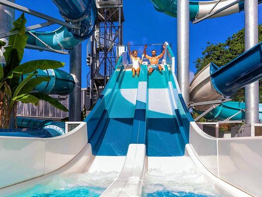 Harga yang bagus Taman Hiburan Bersepeda Peralatan kolam renang Air laut Fiberglass Slide on line
