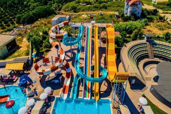 Harga yang bagus Taman air Taman bermain Area Peralatan Kolam renang Permainan Fiberglass Slide on line