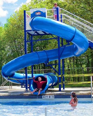 Harga yang bagus Taman bermain di luar ruangan Kolam renang Aksesoris permainan Fiberglass Slide Set untuk anak-anak on line