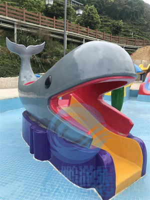 Harga yang bagus Anak-anak Aqua Play Taman bermain air dengan kolam renang Bersepeda ikan paus Serat kaca water slide on line