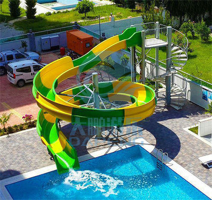 Harga yang bagus Seluncuran Tubuh Terbuka Tinggi 3 Meter, Seluncuran Kolam Renang Hijau Dan Kuning on line