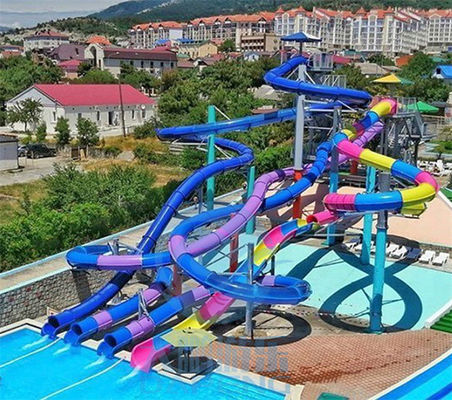 Tuntutan tertutup 4 Jalur Slide Air Combo Spiral Serat Kaca Komersial