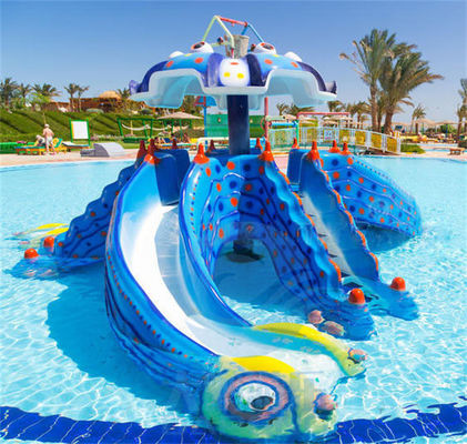 Octopus Mini Pool Slide Outdoor Indoor Anak-anak Bermain Pool Serat Kaca Dengan Atap
