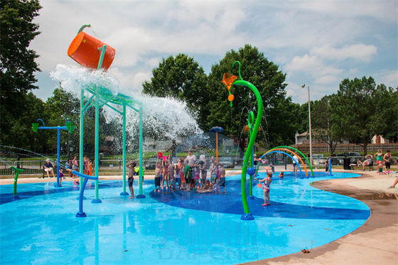 Fiberglass Water Park Disesuaikan Tuang Ember Dan Galvanized Steel Curtain Air