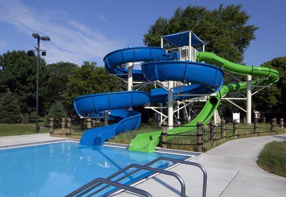 Harga yang bagus Taman Tema Bersepeda Permainan Air Permainan Luar Ruangan Fiberglass Swimming Pool Slide Set untuk Anak-anak on line