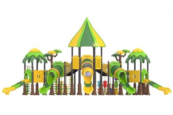 Perlengkapan taman bermain luar ODM Rumah bermain plastik dengan slide