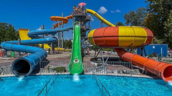 Harga yang bagus OEM Taman Air Luar Ruangan Fiberglass Water Slide Untuk anak-anak 1 orang on line