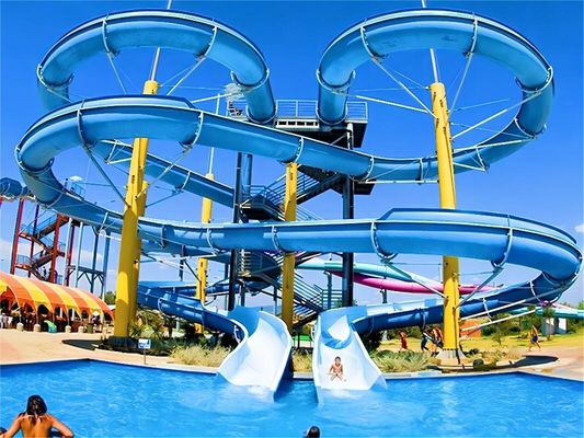 Harga yang bagus Hold Up 300kg Fiberglass Water Slides Outdoor Commercial Playground Games Ride on line