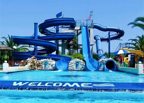 OEM Peralatan Taman Air Kolam Ride Hot Dip Galvanized Steel Fiberglass Slide
