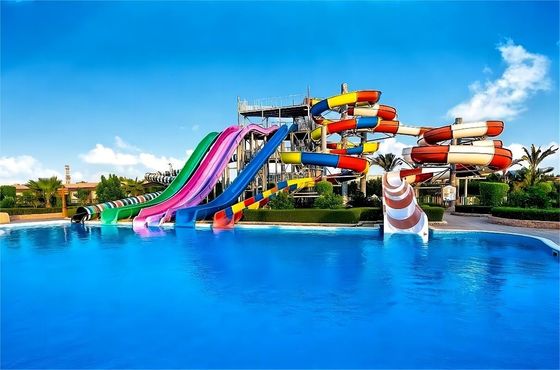 OEM Outdoor Water Play Park Kids Fiberglass Slide untuk kolam renang permainan