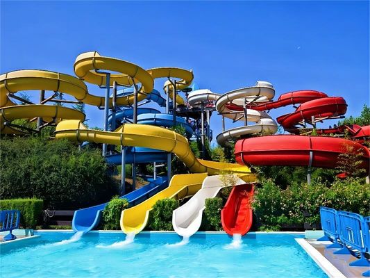 Kolam renang Fiberglass Water Slide Outdoor Adventure Park Peralatan taman bermain