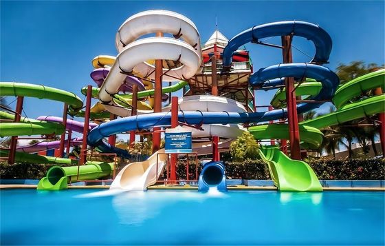 Anak-anak Fiberglass Water Park Slide Outdoor Water Play Karnaval Rides