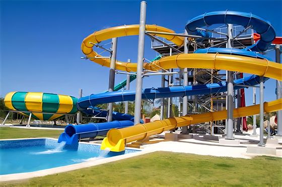 Peralatan Permainan Taman Air Luar Ruang Set Slide Kaca Api Besar