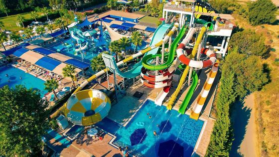 Harga yang bagus Anak-anak Taman Hiburan Permainan air Bersepeda Kolam renang Serat kaca Slide Set on line