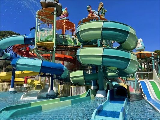 Harga yang bagus OEM Peralatan Taman Hiburan Air Set Slide Serat Kaca Berwarna-warni on line