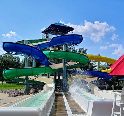 Harga yang bagus ODM Kolam renang Taman bermain air Musim panas Anak-anak Game Set Perlengkapan mainan Serat kaca Slide on line