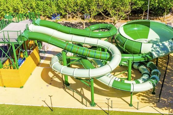 Harga yang bagus Taman air Taman bermain Permainan Bersepeda Air Hiburan Serat kaca Slide Set on line