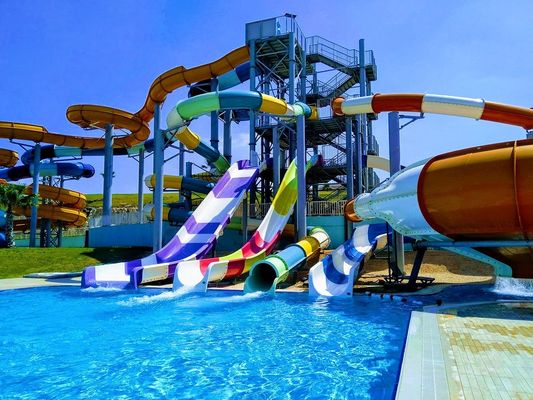 Taman Hiburan Air Kolam Renang Luar Ruangan Anak-anak Taman bermain Fiberglass Slide