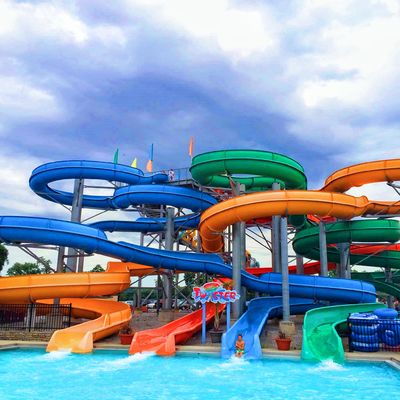 Harga yang bagus Di luar kolam renang Permainan air Perjalanan Perlengkapan Serat kaca Slide Set on line