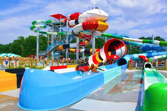 Permainan Taman Air Luar Ruangan Fiberglass Slide Untuk Kolam Renang
