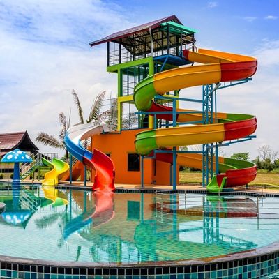 Harga yang bagus Taman air Taman bermain outdoor Kolam renang Fiberglass Slide untuk Anak-anak on line