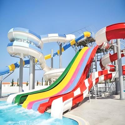 Fiberglass Water Pool Slide Untuk Anak-anak Dewasa Spiral Slide Penggunaan Untuk Resor Hotel Taman Air Umur Panjang Ukuran Khusus