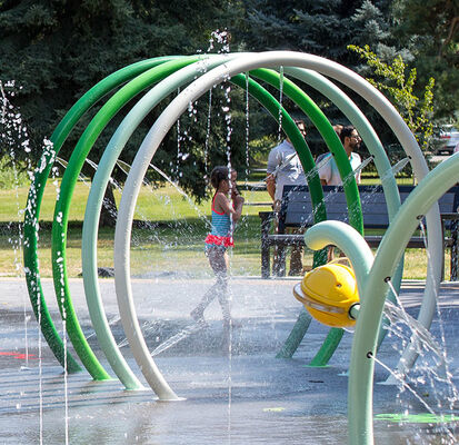 Harga yang bagus Koleksi Bermain Air Baja Bergelombang Splash Pad Air Bumi Fontana Semprot Fitur on line