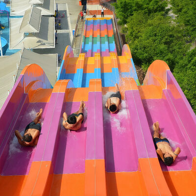 Commercial Rainbow Multi-Lane Racing Water Slide Heavy-Duty Fiberglass  Anti-UV For Water Parks And Resorts
