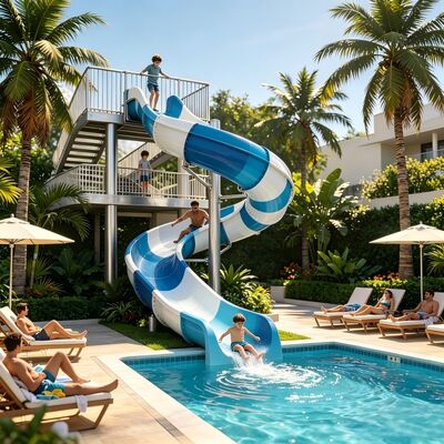 Kualitas Premium Spiral Fiberglass Open Swimming Pool Water Slide Untuk Resor Dan Aqua Park Proyek