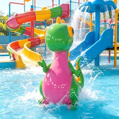 Berwarna-warni tema dinosaurus Anak-anak Peralatan bermain air untuk outdoor Splash Pad Dan Water Park Fun