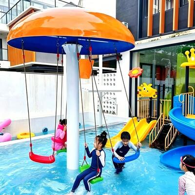 Harga yang bagus Peralatan bermain air interaktif Fiberglass Galvanized Steel Jamur Splash Pad Untuk kolam renang anak taman air komersial on line