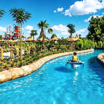Desain dan Peralatan Proyek Sungai Lazy Komersial Untuk Taman Air Profesional Dan Resor Aqua