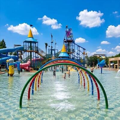 Harga yang bagus Fitur Air Rainbow Arc Baja Galvanis Untuk Splash Pad Taman Air Komersial Dan Kolam Anak Garansi 1 Tahun on line