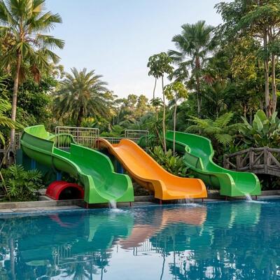 Harga yang bagus 2.5m Tinggi Gunung Serat Kaca Air Slide Set Untuk Hotel Komersial Resort Swimming Slide Desain Custom on line