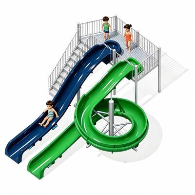 Kombinasi Seluncuran Air Fiberglass Spiral Dan Lurus Yang Kompak Untuk Seluncuran Kolam Renang Taman Air Komersial