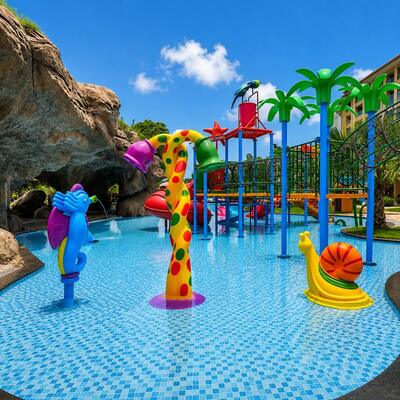 Seahorse And Snail Tema Anak-anak Kolam renang Taman Air Desain Interaktif Splash Pad Skema Untuk Aqua Resort