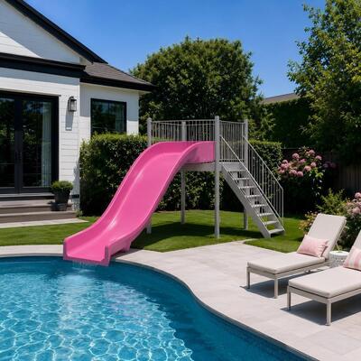 Harga yang bagus Residential tahan lama Pink lebar serat kaca Slide air untuk orang dewasa kolam renang pribadi Dan anak kecil bermain menyenangkan on line