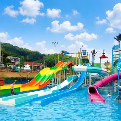 kualitas Custom Height Water Slide Untuk Kolam Renang Serat Kaca Kombinasi Set Penggunaan Taman Air pabrik