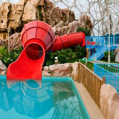Slide air pipa serat kaca komersial untuk kolam renang dan taman air