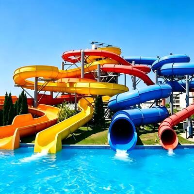 Kombinasi Seluncuran Air Spiral Besar Fiberglass untuk Kolam Renang Taman Air Warna Kustom