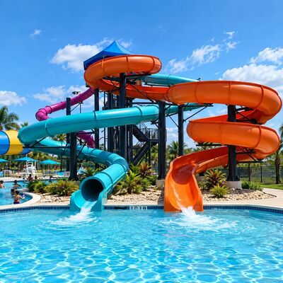 kualitas Slide Air Spiral Kombinasi Serat Kaca Untuk Kolam Renang Residensial Hotel pabrik