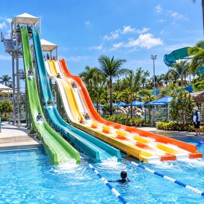 Harga yang bagus Rainbow Racer Water Slide Multi Lane Fiberglass Slide untuk taman air online