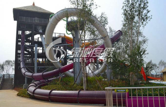 Besar Spiral Fiberglass air slide untuk anak-anak dan orang dewasa Aqua park olahraga permainan 0,85 m Dia