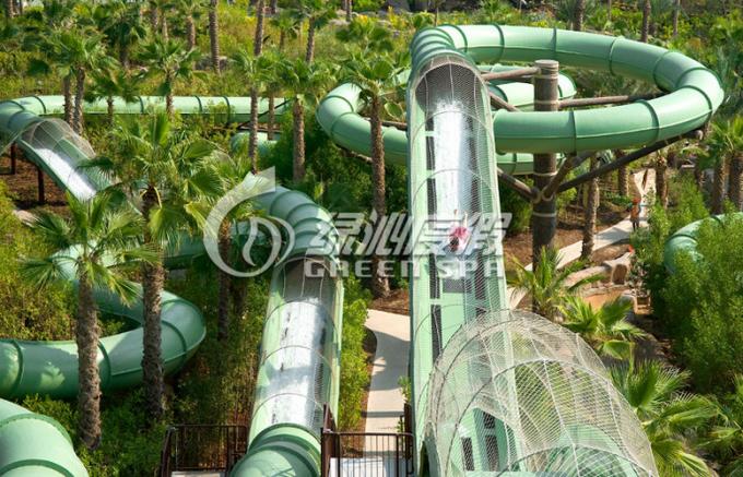 Anak-anak dan orang dewasa hijau air Roller Coaster / Fiberglass air slide untuk Aqua park