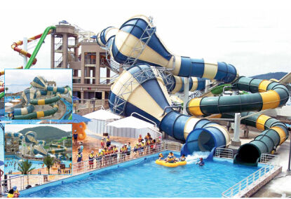 Badai Valley Slide anak dewasa air kolam Fiberglass Colorfull slide peralatan untuk Air Park Resort