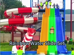 Rainbow Fiberglass Water Slide Set, Taman Air Komersial Fiberglass Water Slide, Aqua Water Slide